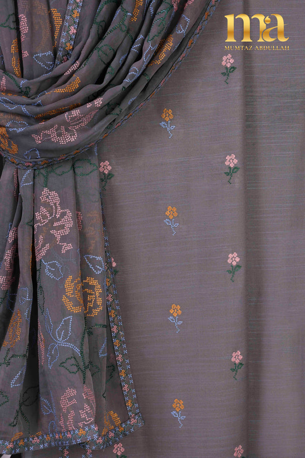 Winter Embroidered Suit with Chiffon Dupatta Z-349 GY