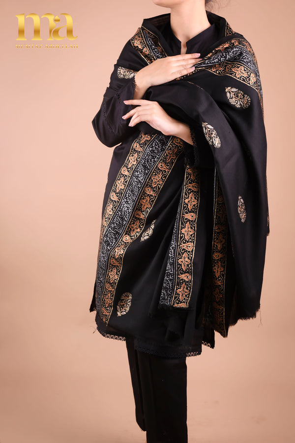 Shawl - Block Printed - Black