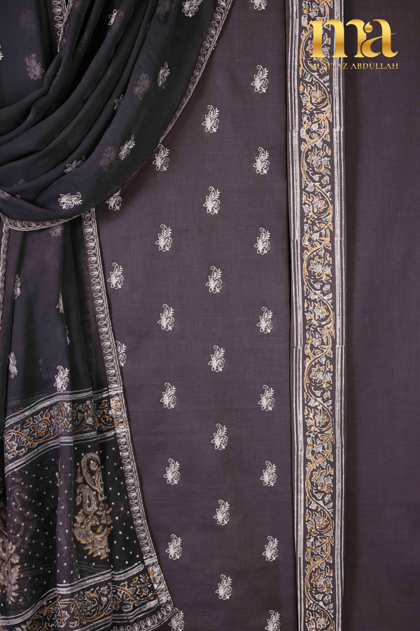 Embroidered Suit with Chiffon Dupatta Z-568 GY