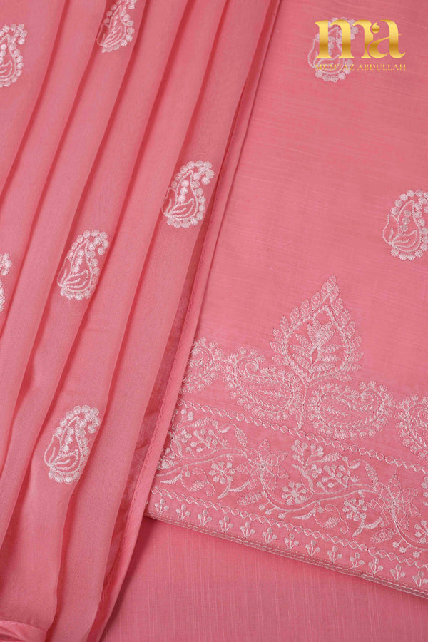 Embroidered Suit with Chiffon Dupatta U-4031 PN