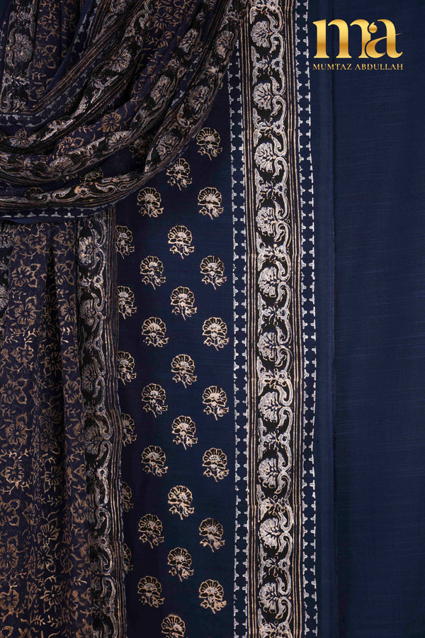 Block Printed Winter Suit with Chiffon Dupatta BP-240-SK NB