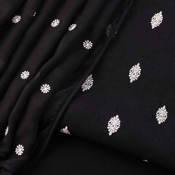 Embroidered Winter Suit with Chiffon Dupatta U-1840 KL BLK