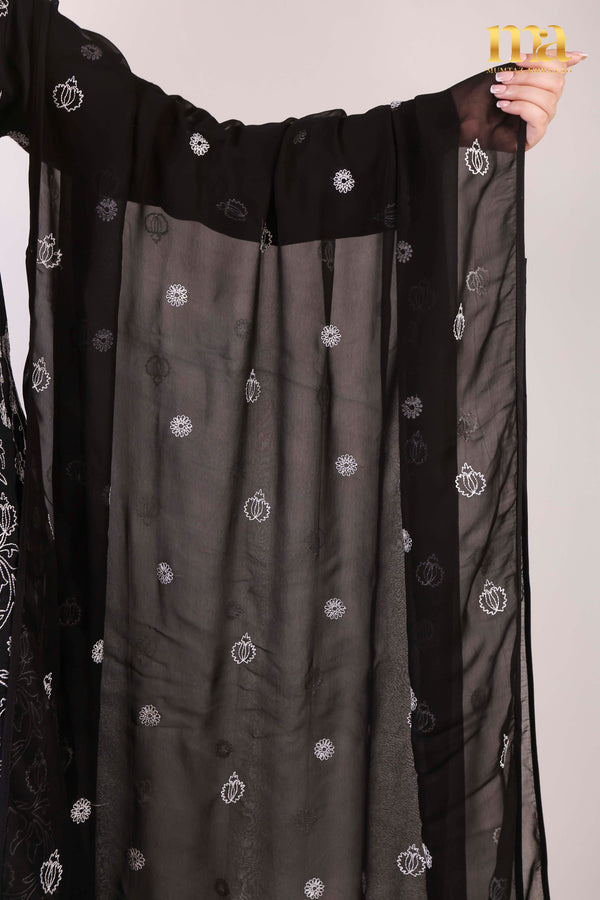 Black Embroidery Dupatta - Z407 BKW
