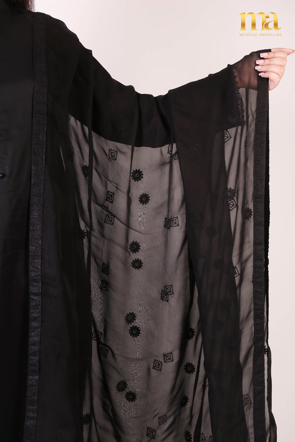Black Embroidery Dupatta - Z292 BBK