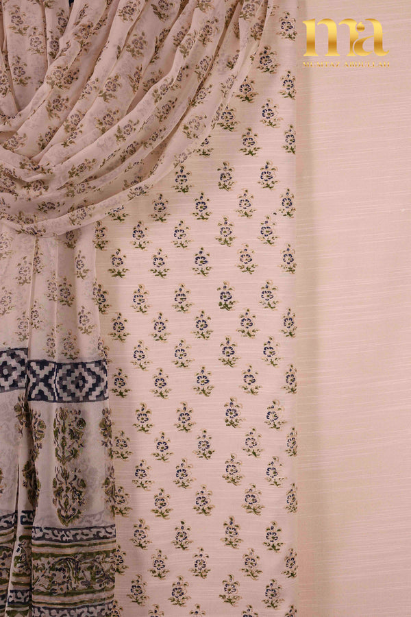 Block Printed Winter Suit with Chiffon Dupatta BP-295-SK OFW