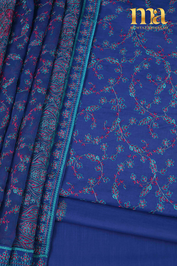 Embroidered Suit with Chiffon Dupatta U-1310 BL