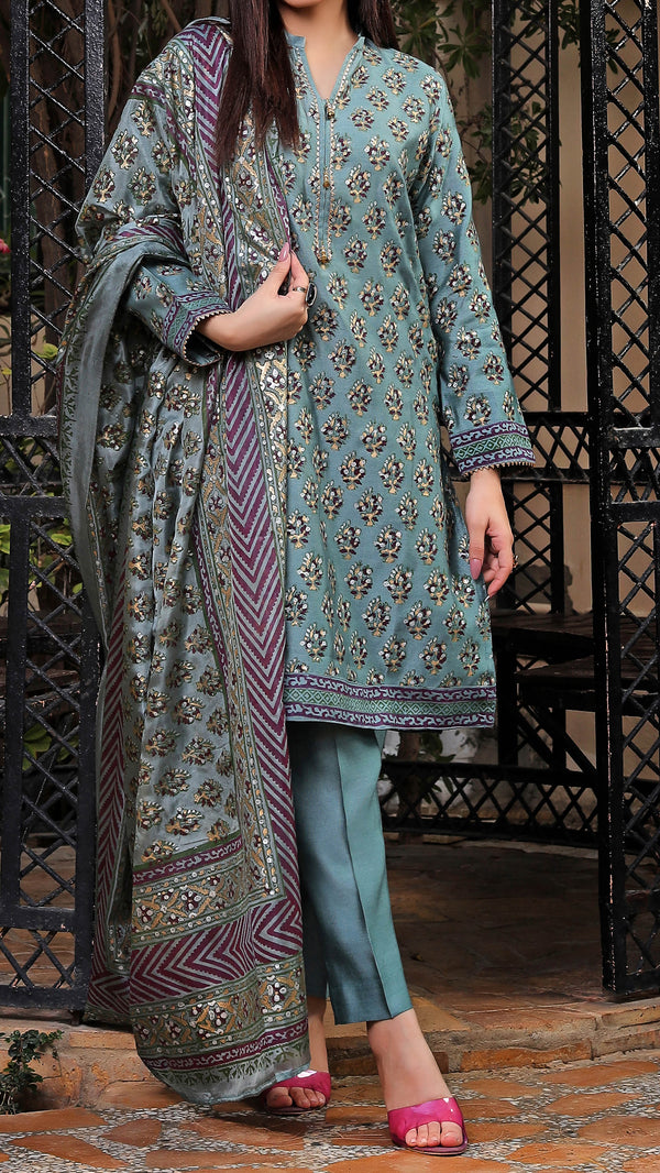 Gold Printed Silk Suit with Silk Dupatta BP-231-KS FR