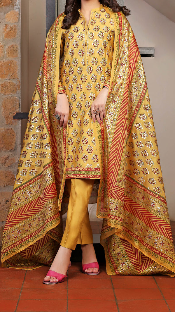 Gold Printed Silk Suit with Silk Dupatta BP-231-KS  MUS