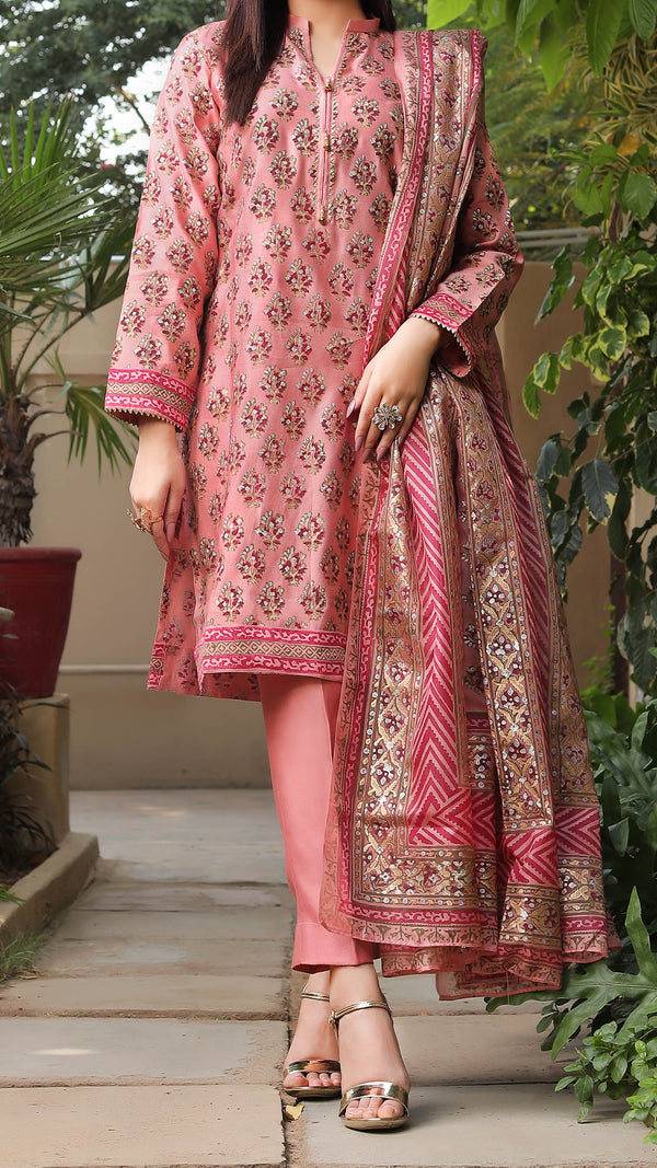 Gold Printed Silk Suit with Silk Dupatta BP-231-KS LIP
