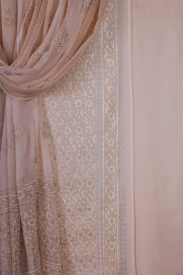 Block Print Suit with Chiffon Dupatta - BP 292 OFW