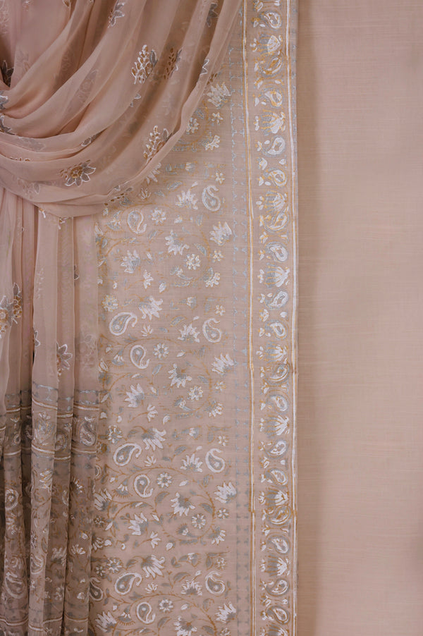 Block Print Suit with Chiffon Dupatta - BP 287 OFW